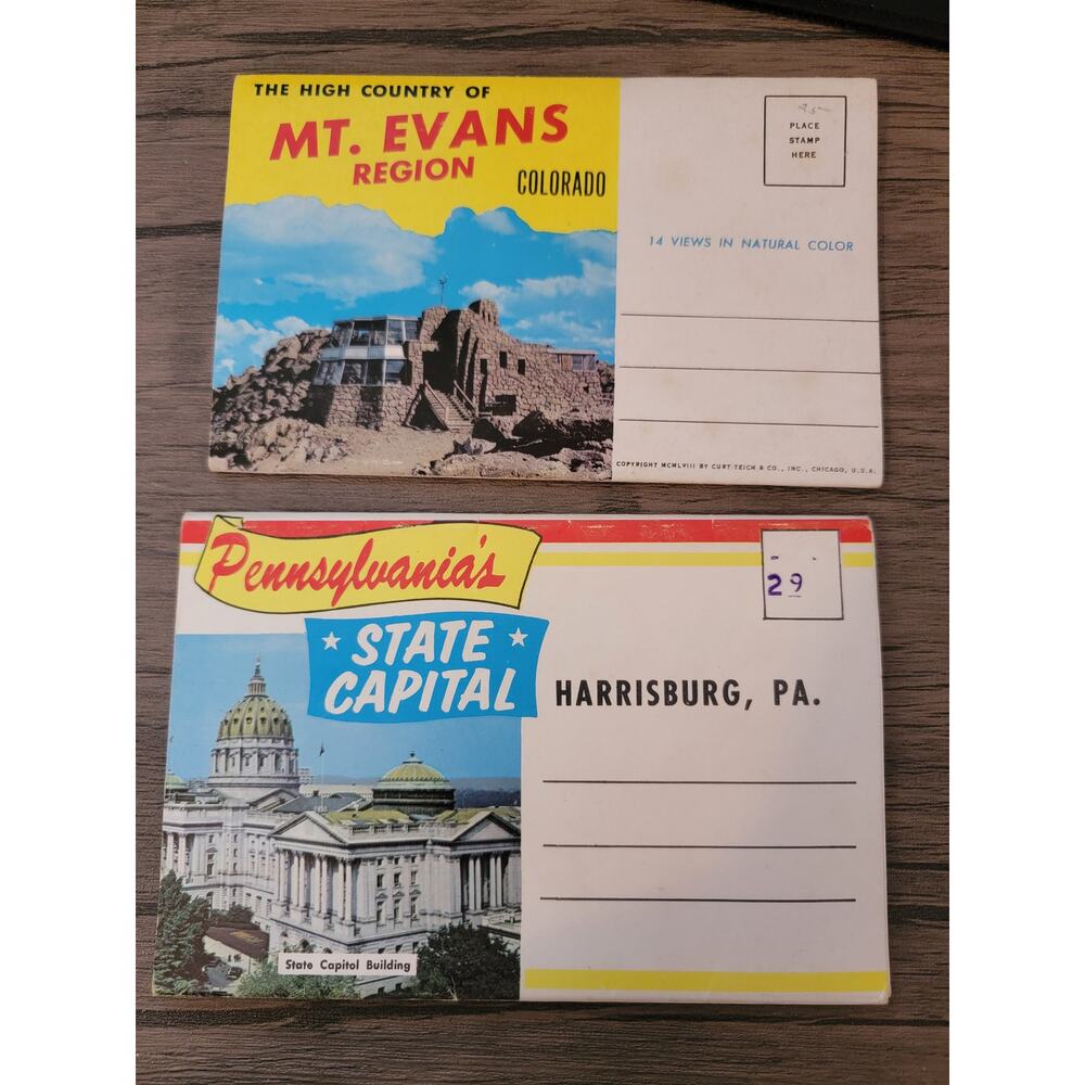Two Vintage Postcards from Mt. Evans and Harrisburg Pennsylvania